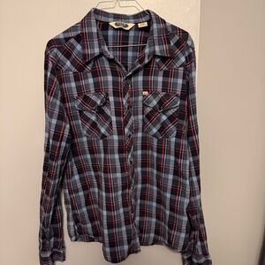 Salt Valley Western Plaid Snap Button Cowboy Shirt Large